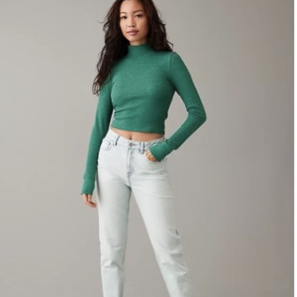 NEW American Eagle Hey Baby Mock Neck Tee